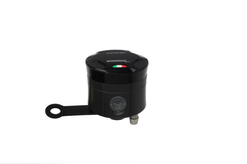 Accossato CNC-worked brake fluid reservoir 25 cm3 with vertical oil spill - straight bracket included