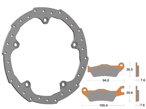 Accossato Elite Line Front Floating Brake Disc Kit for Motorcycles SUZUKI GSX-R RL, DK234 + Brake Pads AGPA251